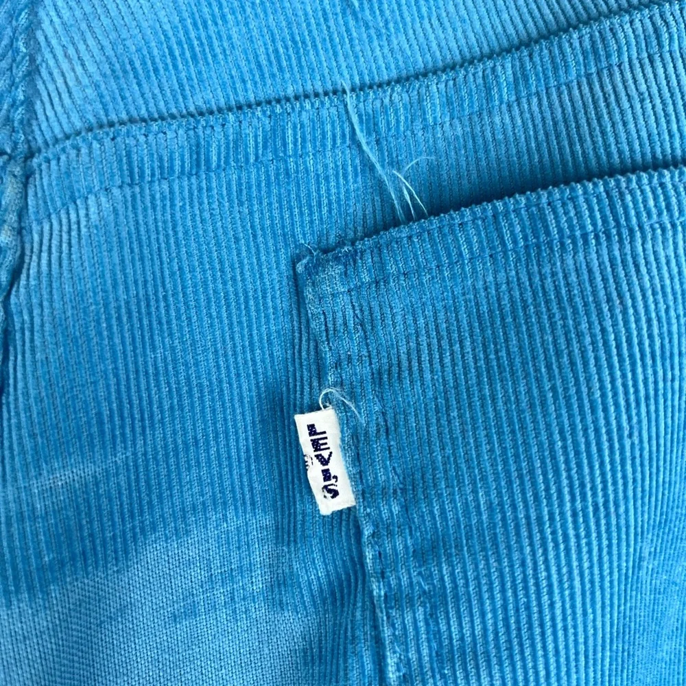 Vintage Levis 646 Bell Bottom Corduroy Pants Blue White‎ Tab 70s Flare 30x30